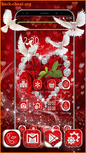 Red Valentine Rose Pigeon Theme screenshot