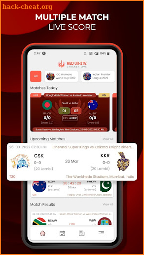 Red White Cricket Live Line screenshot