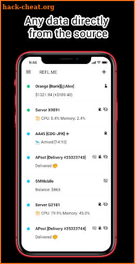REFL.ME — Messages and notifications via JSON screenshot