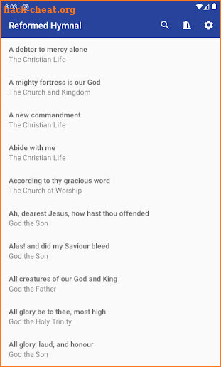 Reformed Hymnal screenshot