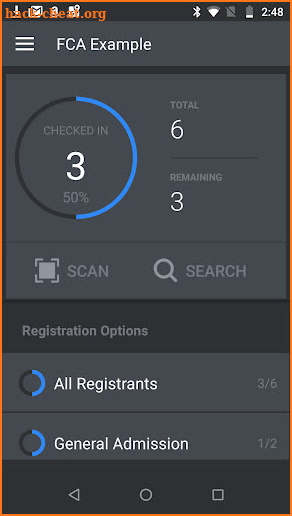 RegFox Check-In screenshot