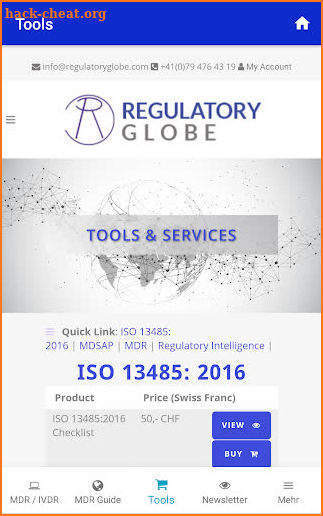 Regulatory Globe MDR / IVDR screenshot
