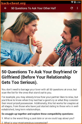 RELATIONSHIP QUESTIONS screenshot