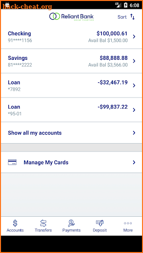 Reliant Bank screenshot