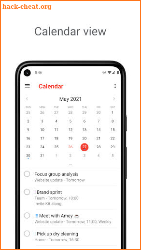 Reminders: to do list, daily planner with calendar screenshot