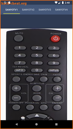 Remote Control For Sanyo TV screenshot