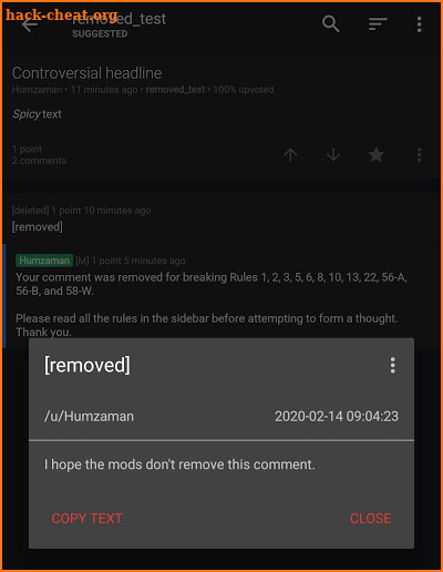 [removed] for reddit screenshot