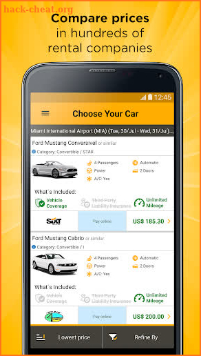 Rentcars.com Cheap Car Rental screenshot