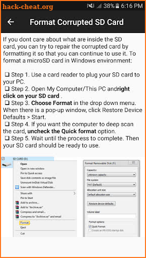 Repair Corrupted Memory Card Guide screenshot