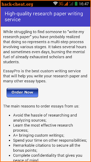 Research paper writing help: Essay writer screenshot