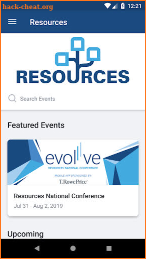 Resources Events screenshot