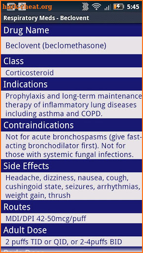 Respiratory Meds screenshot