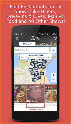 Restaurants on TV Trip Planner screenshot