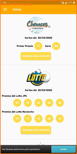 Resultados Loterías de Costa Rica screenshot
