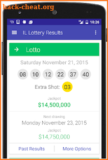 Results for Illinois Lottery screenshot