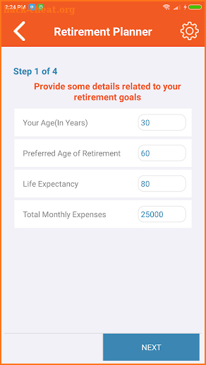 Retirement Calculator screenshot