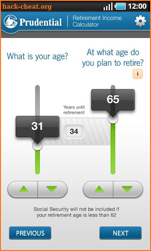 Retirement Income Calculator screenshot