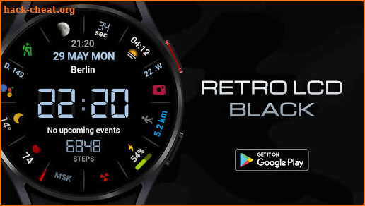 Retro LCD Black watch face screenshot