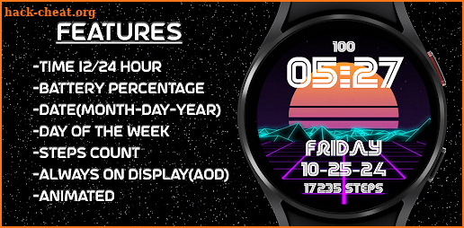 Retro Neon 80s Cool Watchface screenshot