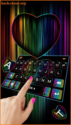 RGB Neon Heart Keyboard Background screenshot
