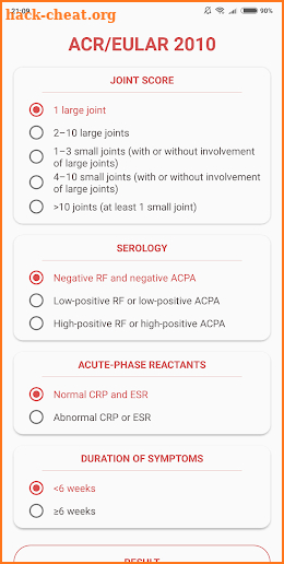 Rheumatoid Arthritis - DAS28, SDAI, CDAI screenshot