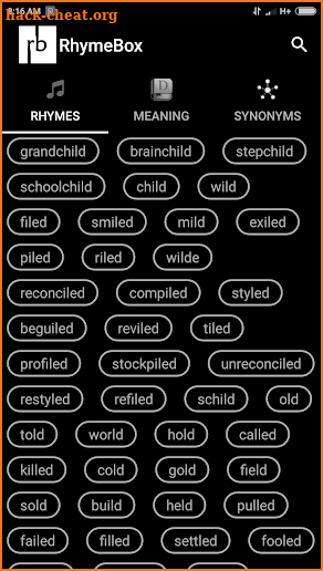 RhymeBox Rhyming Dictionary screenshot