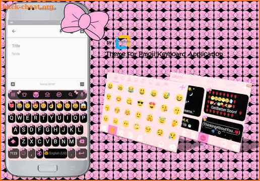 Ribbon Pink Pastel Emoji Keyboard Theme screenshot
