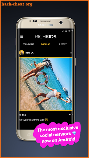 Rich Kids social network screenshot
