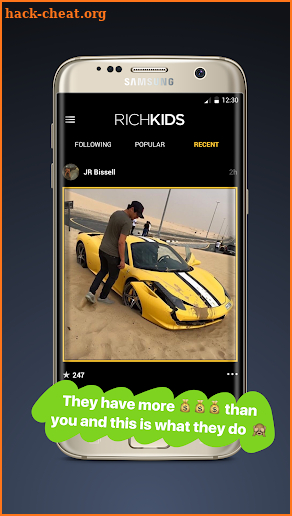 Rich Kids social network screenshot