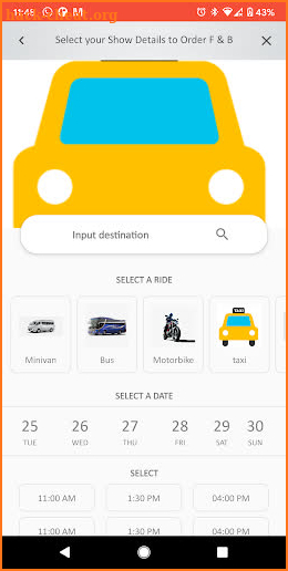Ridehour taxi app screenshot