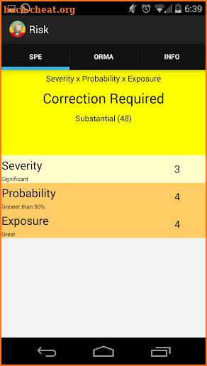 Risk: SPE and ORMA Calculator screenshot