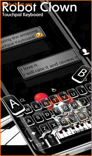 Robot Clown Piano Emoji Keyboard Theme screenshot