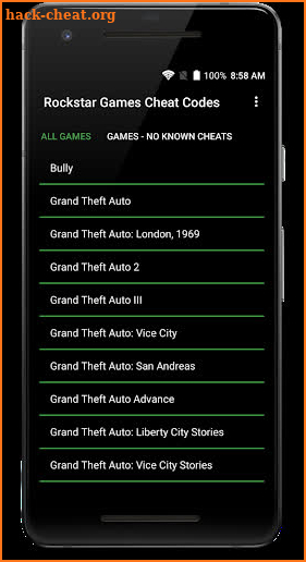 Rockstar Games Cheat Codes - Un-official screenshot