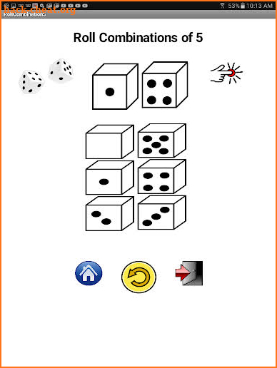 Roll Combinations (numbers 5-10) Game app screenshot