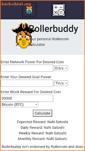 RollerCoin Game Calculator screenshot
