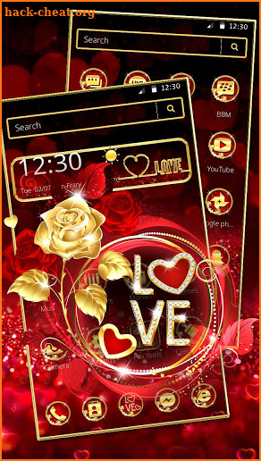 Romantic Diamond Gold Rose Love Theme screenshot