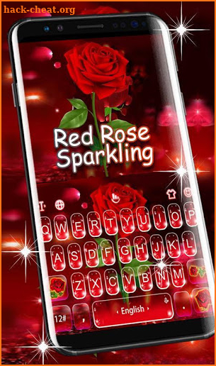 Romantic Flower Red Rose Sparkling Keyboard Theme screenshot