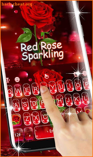 Romantic Flower Red Rose Sparkling Keyboard Theme screenshot