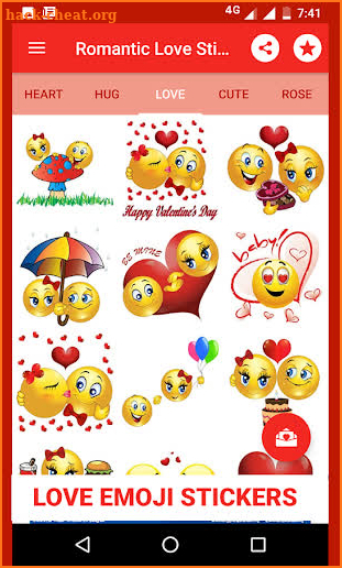 Romantic love stickers screenshot