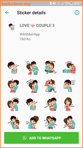 Romantic Love Stickers  Packs - WAStickerApps screenshot