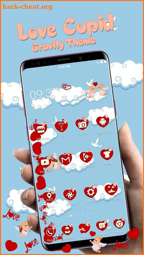 Romantic Lovely Cartoon Cupid Gravity Theme screenshot