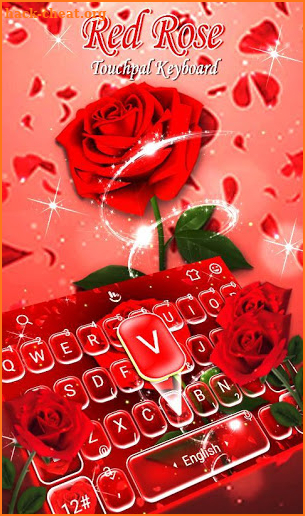 Romantic Red Rose Flower Keyboard Theme screenshot