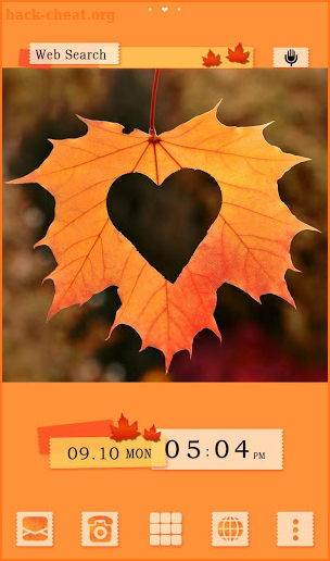 Romantic Wallpaper Heart Carved Fall Leaf Theme screenshot