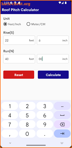 Roof Pitch Calculator screenshot