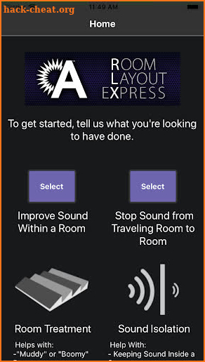 Room Layout eXpress™ (RLX™) by Auralex® Acoustics screenshot