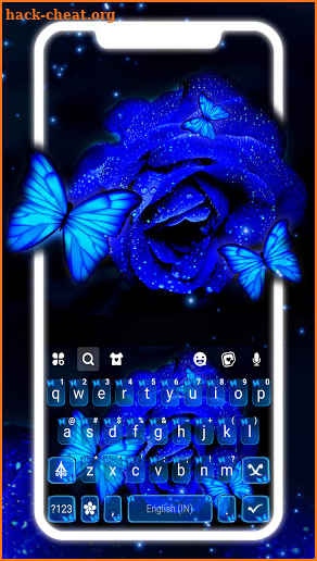 Rose Blue Butterfly Keyboard Background screenshot