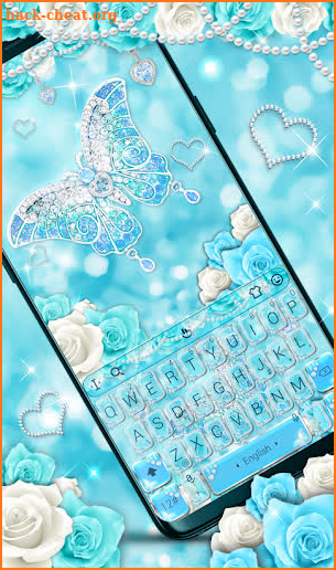 Rose Blue Diamond Butterfly Keyboard screenshot