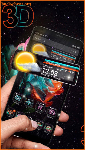Rose Galaxy 3D Glass Tech Theme 🌹 screenshot