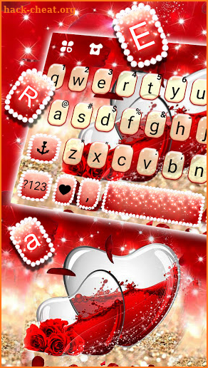 Rose Glass Hearts Keyboard Background screenshot
