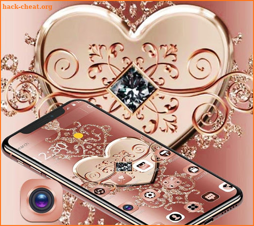 Rose Gold Diamond Heart Luxury Theme screenshot